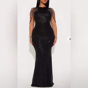 Fashion Nova Black Sequin Maxi Dress